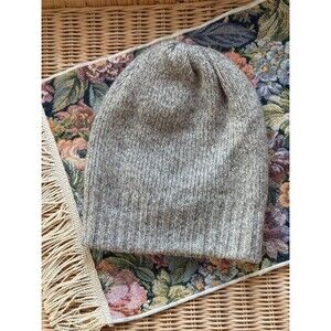 Vintage Fownes Wool Knit Beanie Hat | Oatmeal Heather Rib Knit